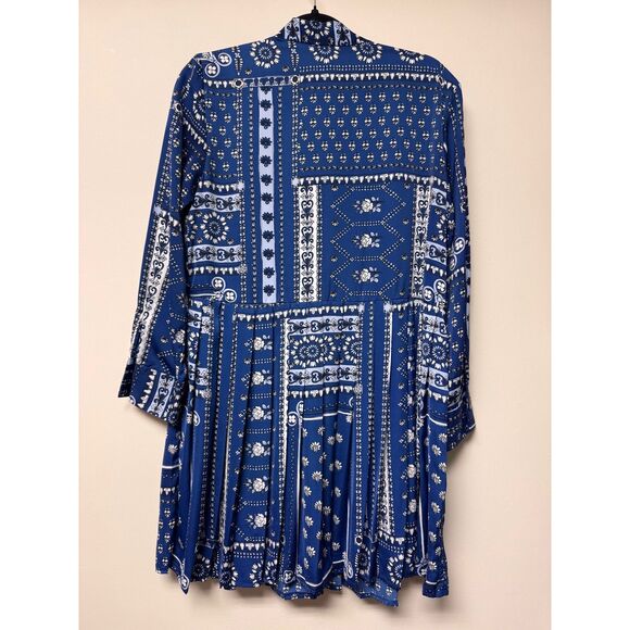 ZARA Patchwork Bandana Print Pleated Skirt Mini Dress w/ Necktie, Sz M - Picture 8 of 12